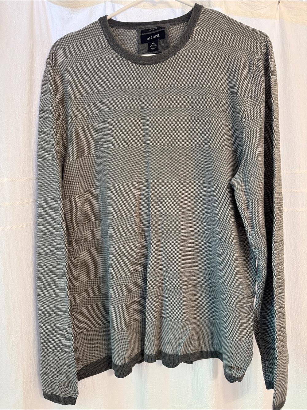 Alfani Men's Gray Crewneck Textured Knit Sweater